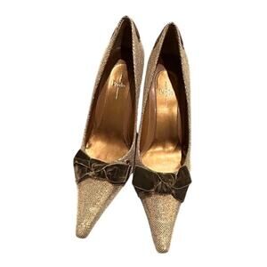 Paola Jena Pointed-Toe Pumps with Bow Detail Size 10 Medium